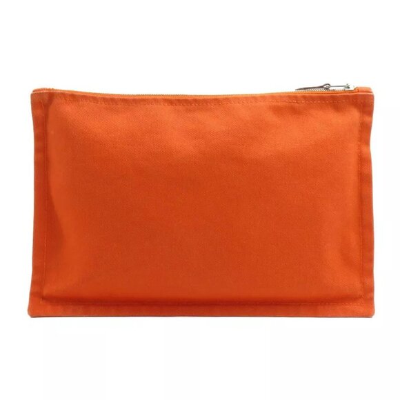 Auth HERMES Pouch Orange canvas authentic - Picture 3 of 13